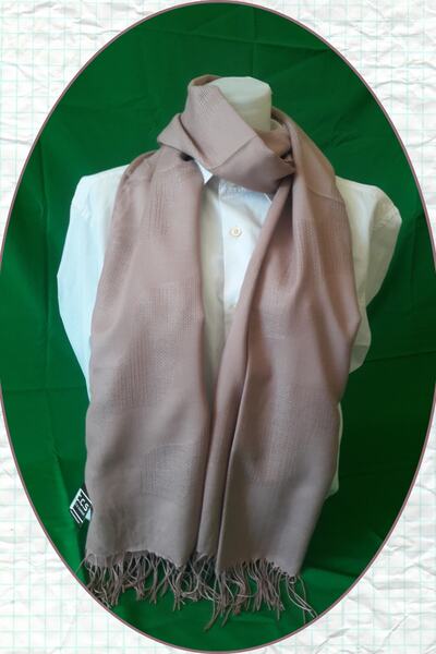 Sarar Mesh Plain Wave Patterned Powder Shawl