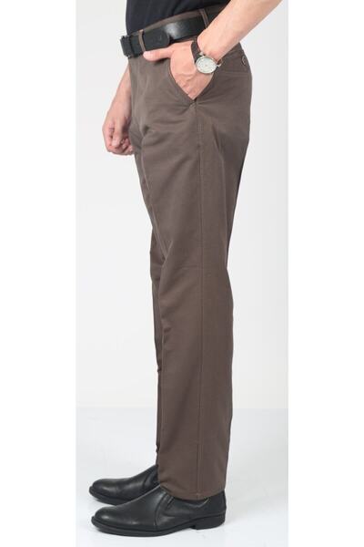 Bilgiçler Ανδρικό καφέ λινό παντελόνι κανονικής εφαρμογής