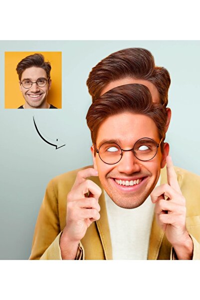 Bk Gift Gift Kişiye Özel Fotoğraflı Eğlenceli Parti Yüz Maskesi - 10 Adet