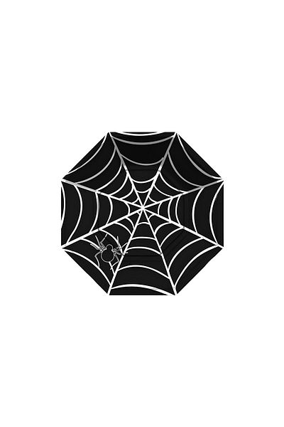 DÜVENCİ TİCARET Black Spider Halloween Plate - 23cm Octagonal (8pcs)