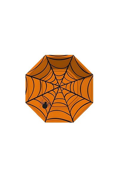 DÜVENCİ TİCARET Halloween Spider Black Octagonal Plate 23 Cm