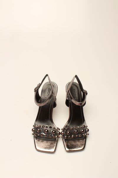 ROVIGO Platinum Transparent Stone Women's Heels