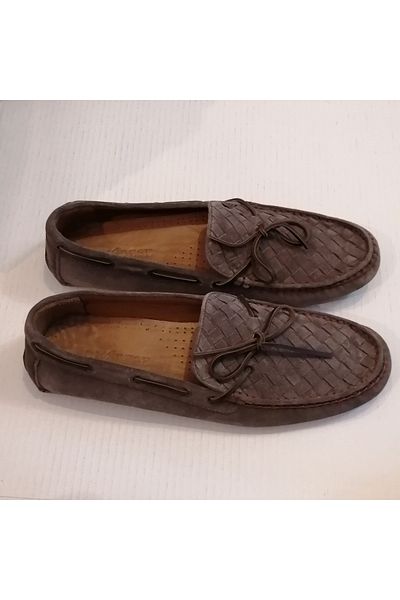 D By Divarese Unisex Genuine Suede Mink Knitted Lace-Up Soft Rubber Slip-on Loafer
