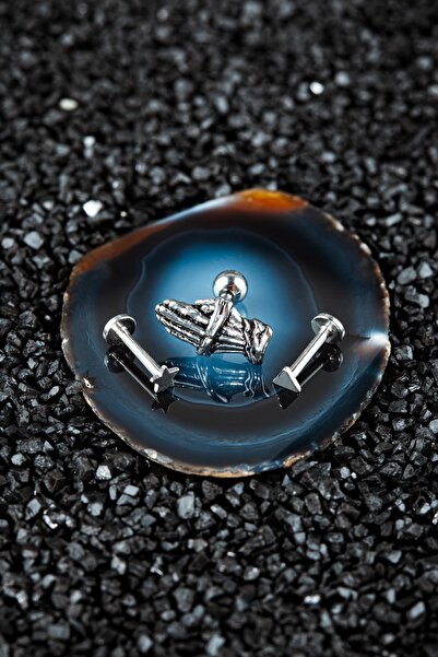 Cerrahi Çelik Tragus Kıkırdak Etnik 3'lü Set Piercing