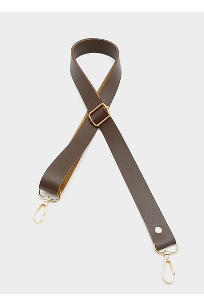 angel çanta aksesuar Faux Leather Adjustable Bag Handle 120x2.4 Cm Brown Light Gold Metal