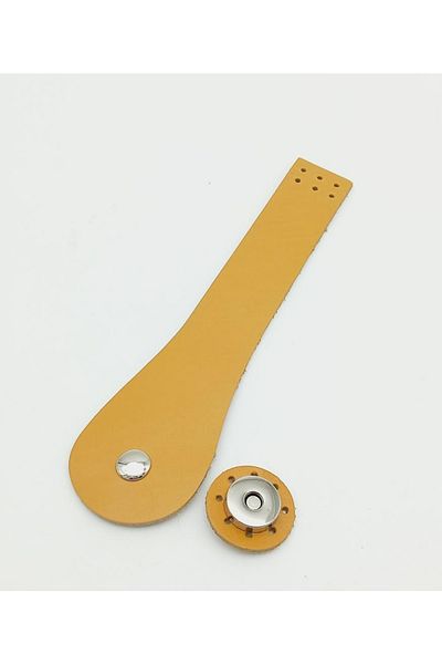 angel çanta aksesuar Single Layer Genuine Leather Pear Model Cover with Mustard Silver Metal