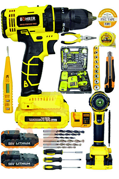 BÖHRER Böhr 58v 5ah Darbeli Metal Şanzıman 32 Parça Full Set Yellow Çift Akül...