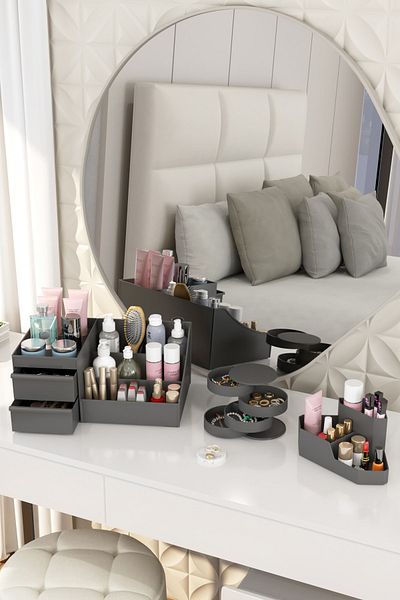 DOVİHOME Makeup Organizer And Cosmetic Storage Box Organizer Set of 3