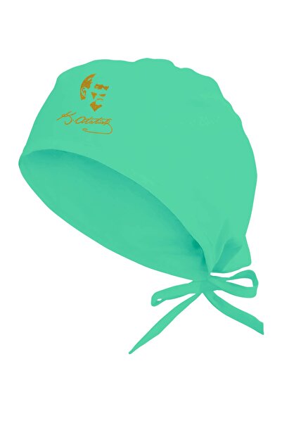 Tasarım Trend Șapcă chirurgicală verde mentă cu siluetă și semnătură a lui At...