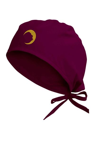 Tasarım Trend Golden Yellow Crescent & Ataturk Silhouette Printed Surgical Bonnet Plum