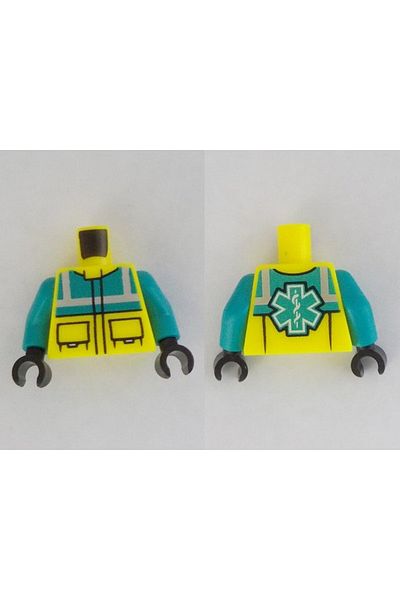 LEGO Original Moc Custom Minifigure Minifigure Body Torso Neon Yellow Reflector Health Care Worker Doctor