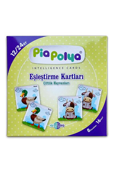 piapolya Farm Animals Matching Cards| 8 Pairs| 16 Pieces|cardboard