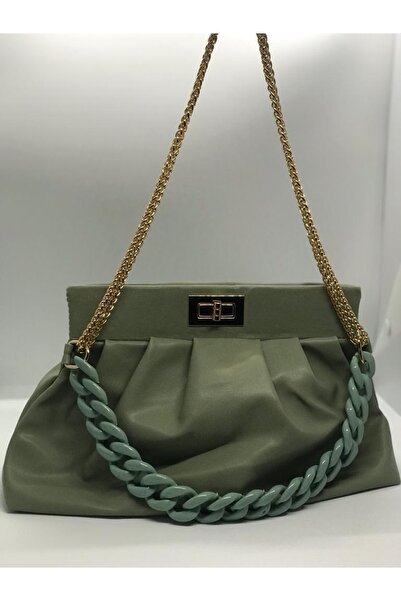 ÇANTA Haki Renk Pileli Çanta