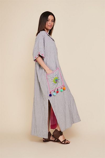 ZTO Ethnic Handcrafted Embroidery Detail Casual Dress