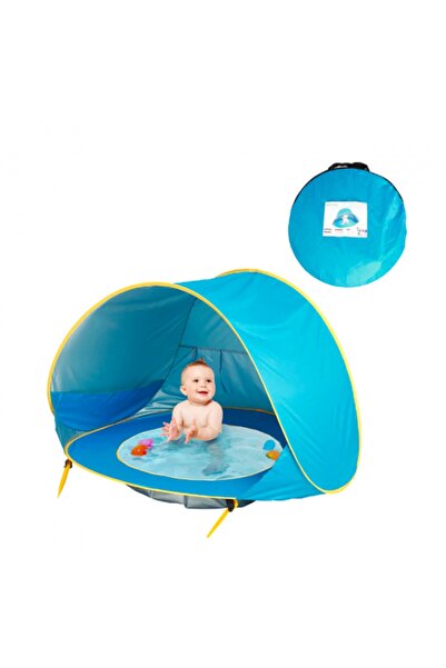 Genel Markalar Su Geçirmez Uv Güneş Korumalı Havuzlu Bebek Plaj Çadırı Mavi