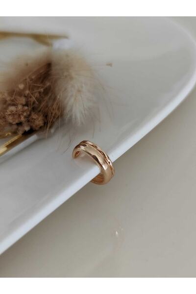 SU PERİSİ TAKI BİJUTERİ Gold Birleşik Iki Sıra Halka Earcuff ( Kıkırdak Küpe )