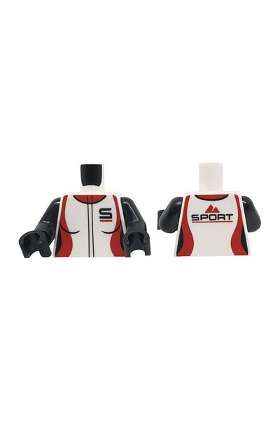 LEGO Original Moc Custom Minifigure Minifigure Body Torso White Women's Sport Logo Racing Jumpsuit