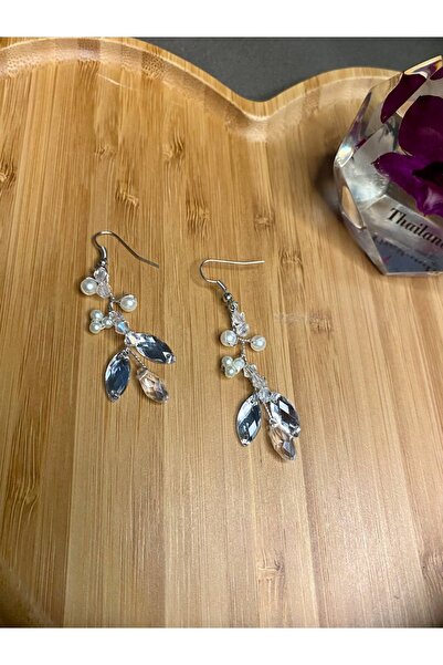 gelinmz Tamamen El Yapımı Kristal Taşlı Şık Ve Zarif Düğün Ve Nişan Gelin Küpe Ve Saç Aksesuarı