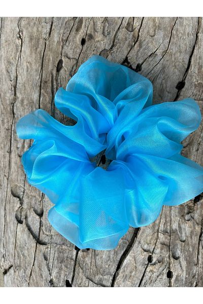RED FOX KB 1.Cality Blue Organza Scrunchie Fabric Bagel Catarama de marime mari