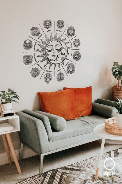 ANGARYA Modern Stil, Dekoratif Horoscope, Burçlar, Ev Dekorasyonu Şeffaf Duva...