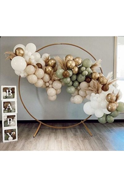 Öztürkpartievi صندوق بالونات للأطفال بسلسلة بالونات من الكروم الذهبي والأخضر