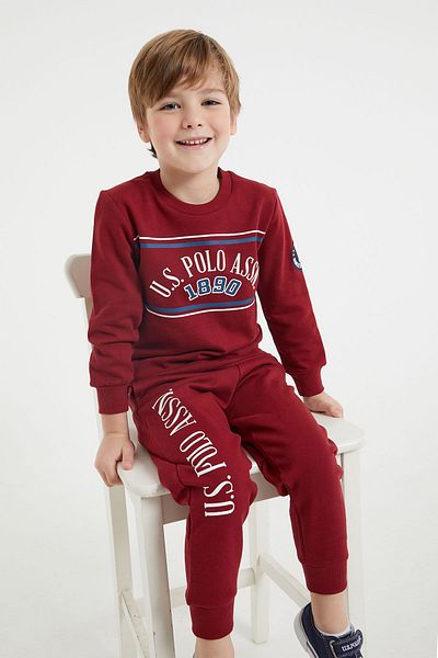 U.S. Polo Assn. Base. Polo Assn Licensed Classic Claret Red Boy's Tracksuit Set