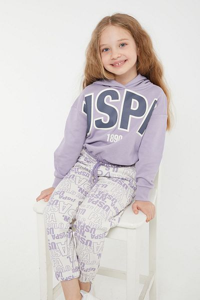 U.S. Polo Assn. Λεπτομερές σετ αθλητικής φόρμας με άδεια Blueberry Girl's Rubber