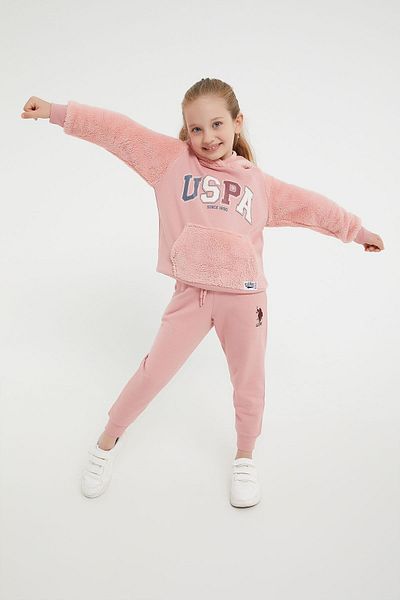 U.S. Polo Assn. Βάση. Σετ αθλητικών φόρμες Polo Assn Licensed Retro Pink Girls' Fleece