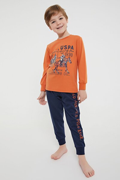 U.S. Polo Assn. Lisanslı Authentic Kayısı Erkek Çocuk Uzun Kol Pijama Takım