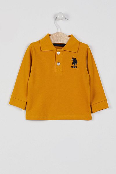 U.S. Polo Assn. Base. Polo Assn Licensed Classic Mustard Baby Boy Long Sleeve Collared Sweatshirt
