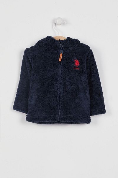 U.S. Polo Assn. قاعدة. سترة بغطاء للرأس للأطفال باللون الأزرق الداكن من Polo Assn