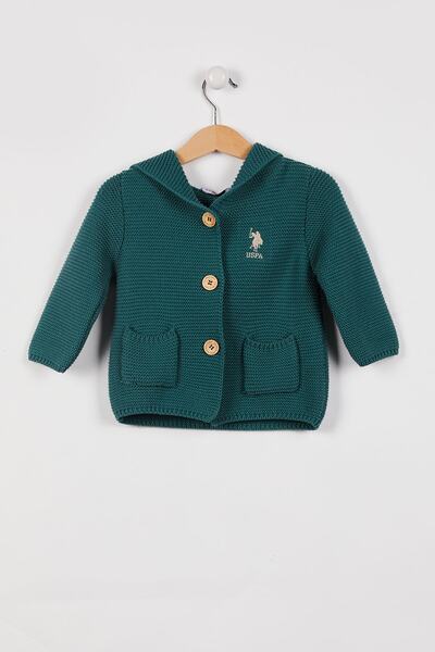U.S. Polo Assn. سترة بقلنسوة للأطفال الرضع باللون الأخضر مرخصة من Polo Assn