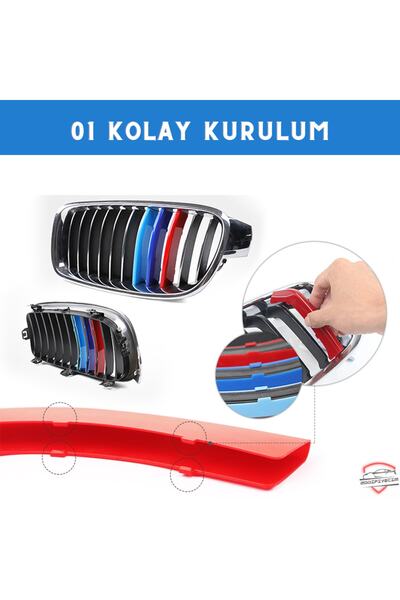 Modifiyecim Bmw 3 Serisi E90 2003-2008 3 Renk M Stil Panjur Böbrek Şeridi