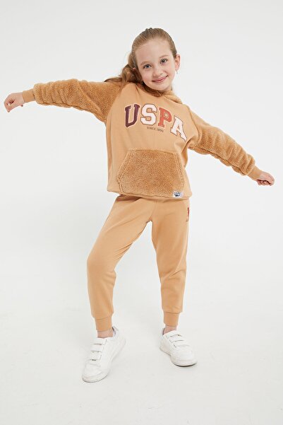 U.S. Polo Assn. Us Polo Assn Camel Kız Çocuk Polar Eşofman Takımı Us1227-dg1227