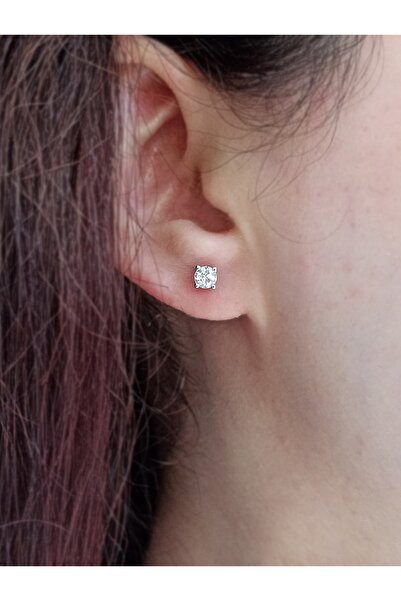 Sirius Pırlanta Beyaz Topaz Tektaş Küpe