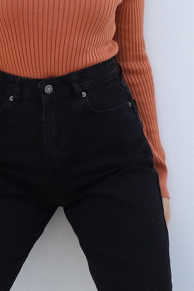 Trn JNS Blugi cu picioare largi din Lycra neagră Felix - Blugi largi (SUPER HIGH)