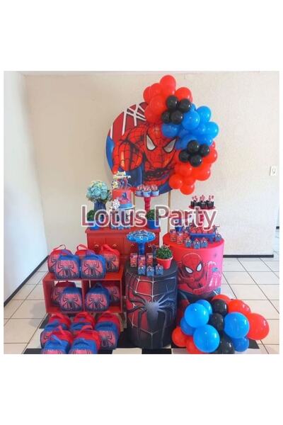 LOTUS PARTY 30 Pieces Spiderman Themed Balloon Set - (Red - Navy Blue - Black...