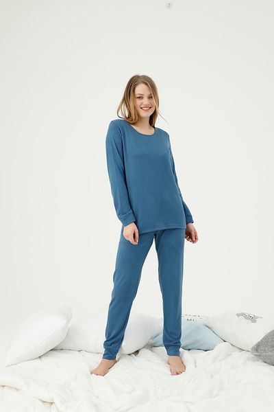 Siyah İnci Σετ πιτζάμες Indigo Bottom-top Fleece