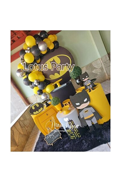 LOTUS PARTY 30 Pieces Batman Themed Balloon Set (Yellow - Black - Chrome Silver)
