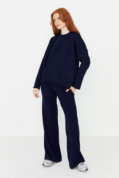 Trendyol Collection Crew Neck sötétkék kötöttáru szett - TWOSS20AU0084