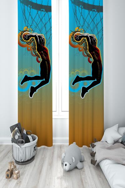 BAMBAŞKA MODA ستارة خلفية منقوشة بجناحين لغرفة الأطفال والرضع Bmfp-362