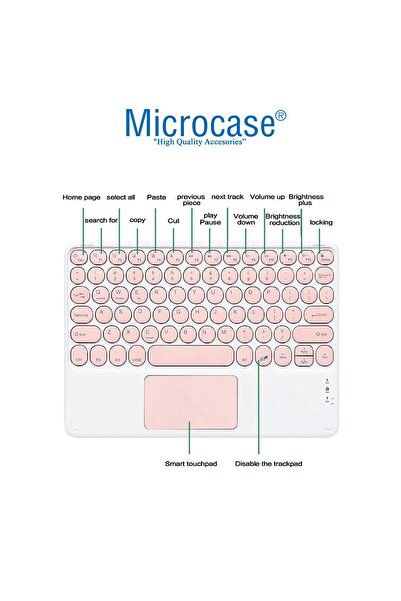 Microcase Tablet Ve Telefonlar Için Şarjlı Touchpadli Yuvarlak Tuş Bluetooth Klavye - Al2769 Siyah