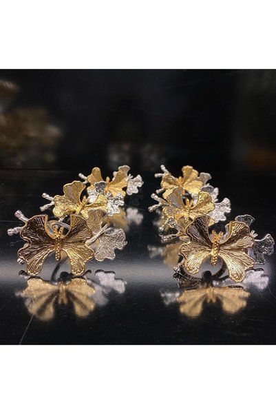 ROY KING Butterfly Set of 6 Gold&Silver Napkin Rings 8x4x5.5 Cm Two Butterfly Gold&Silver Tableware Rings
