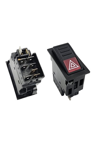 allestock Universal Led Işıklı Sinyal Flaşör Düğmesi Anahtarı 7 Pin Rocker Sw...