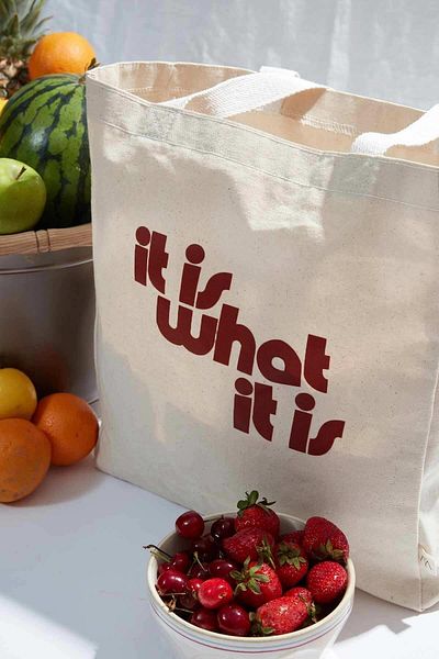 Manuka Bedruckte Canvas-Stofftasche mit Seitenfalten Was