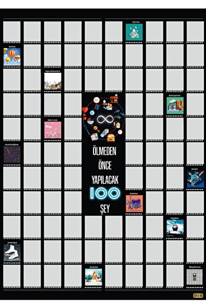 Check100 Hediye Seti Ölmeden Önce Yapılacak 100 Şey Kazı Kazan Poster Kazınabilir Poster