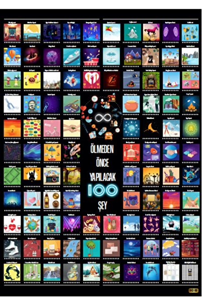 Check100 Hediye Seti Ölmeden Önce Yapılacak 100 Şey Kazı Kazan Poster Kazınabilir Poster