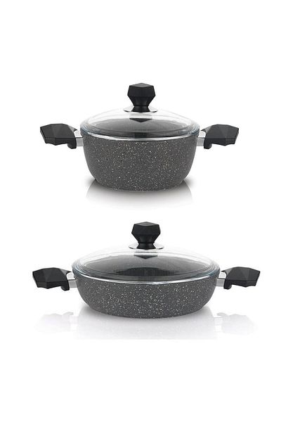 Schafer 24 cm Granite Short Pot Set - Pack of 2