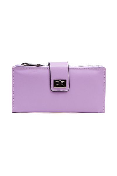 Newish Lilac Women's Wallet and Card Holder Set - Soft Texture, Stylish Design (Boy:20Cm En:10Cm)
