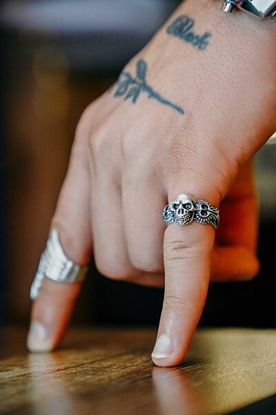 The Collection Kurukafa Iskelet Gümüş Kaplama Ayarlanabilir Yüzük